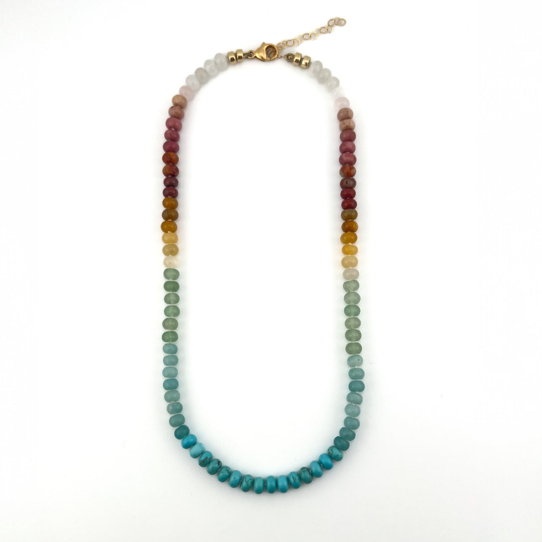 All Degrees - Knotted Silk Gemstone Bead Necklace