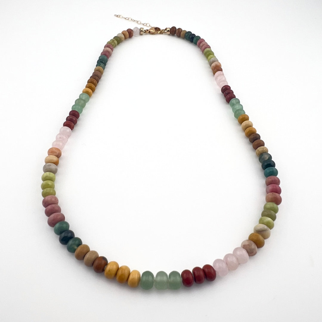 Autumn Vibe - Knotted Silk Gemstone Bead Necklace