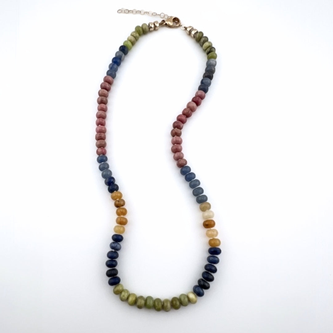 Cold and Warm - Knotted Silk Gemstone Bead Necklace
