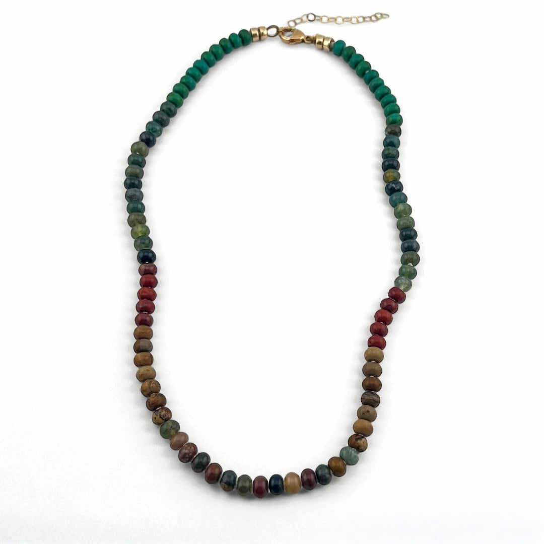 Fall Leaves - Knotted Silk Gemstone Bead Necklace