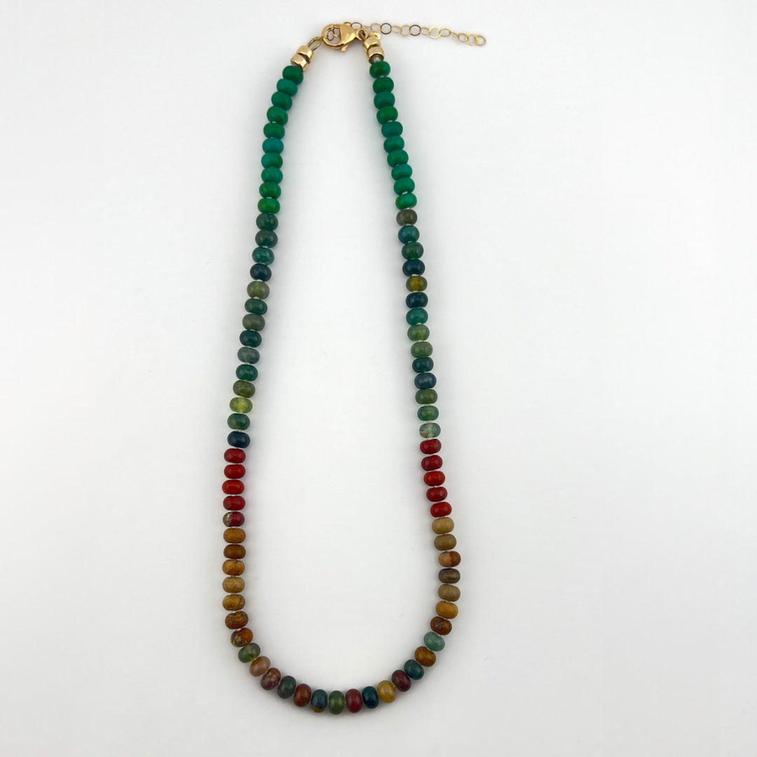 Fall Leaves - Knotted Silk Gemstone Bead Necklace