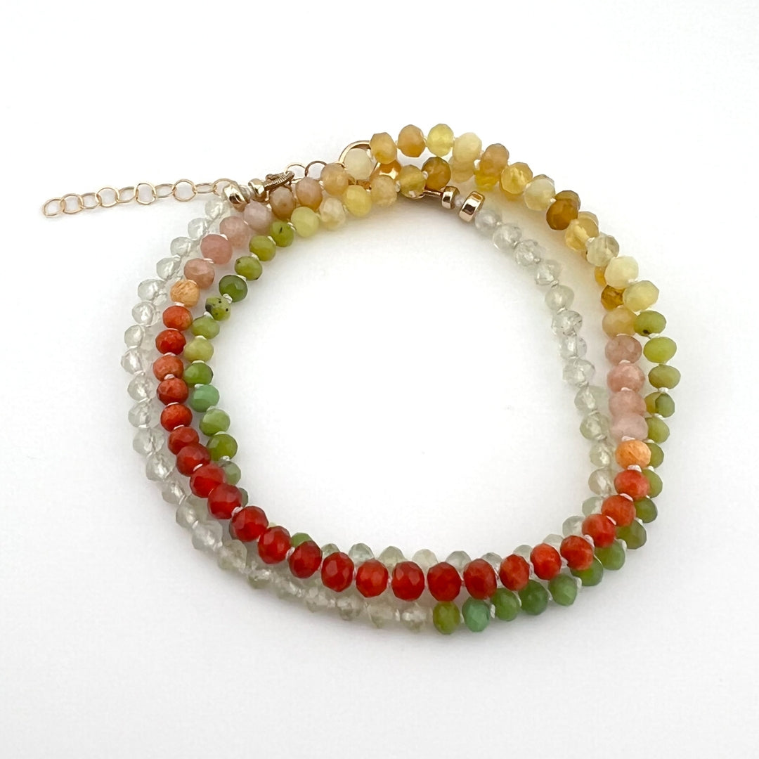 Park Sunset - Knotted Silk Gemstone Bead Necklace