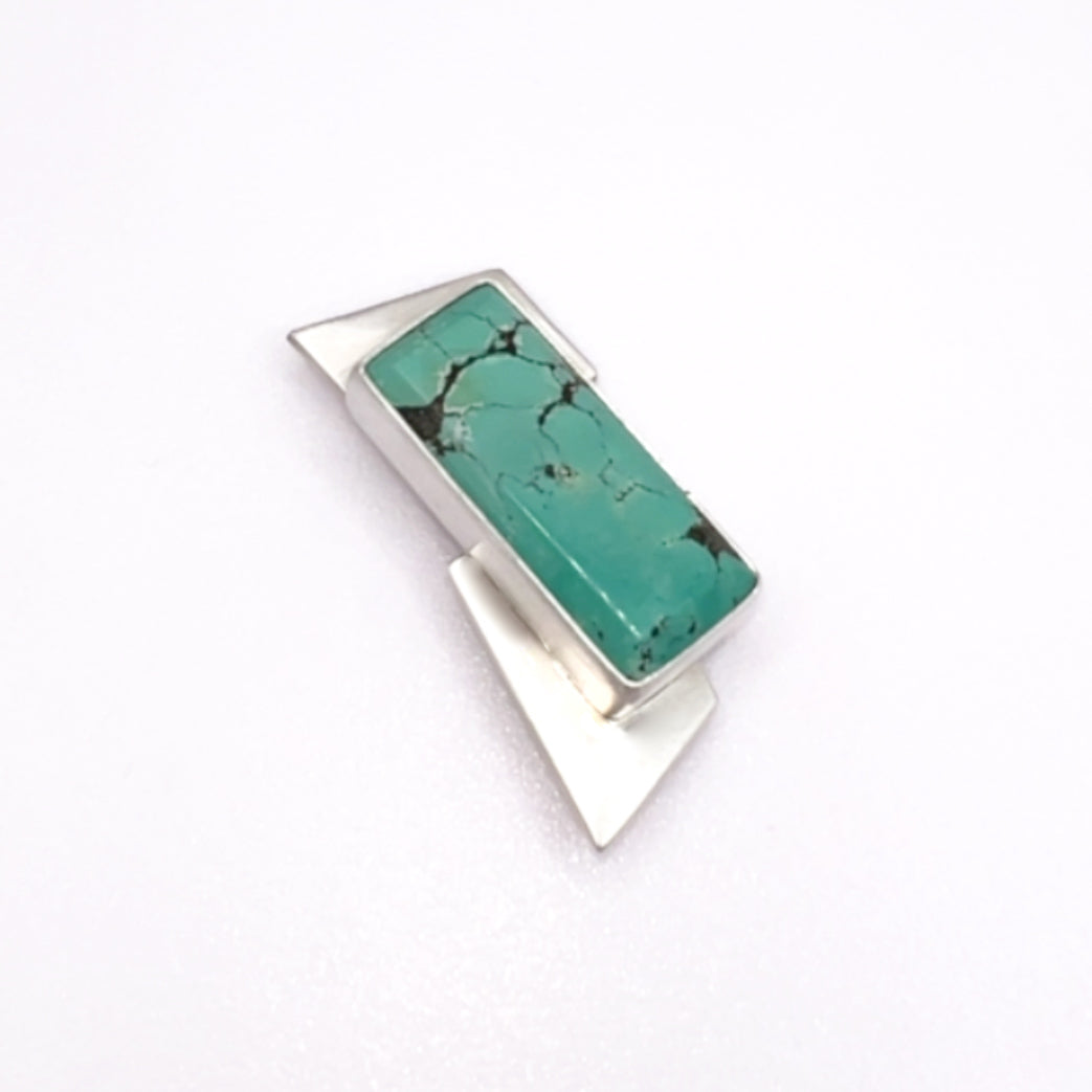 Turquoise Geometric Brooch