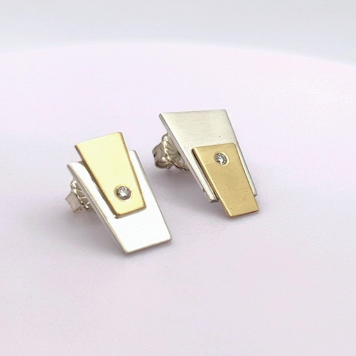 Two tones Geometric Stud Earrings