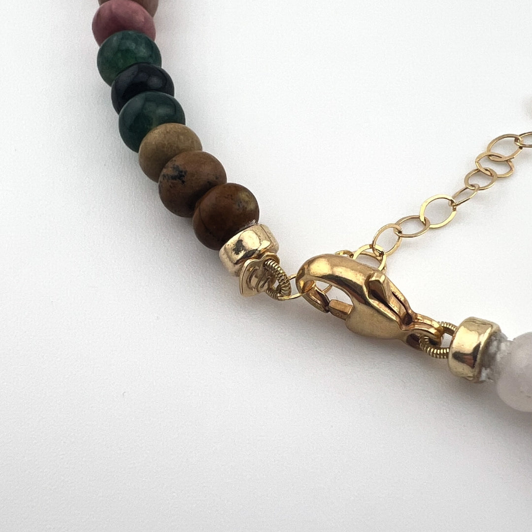 Autumn Vibe - Knotted Silk Gemstone Bead Necklace