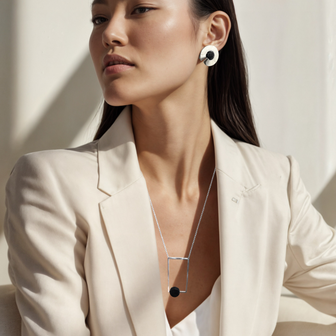 Lava Round Statement Stud Earrings