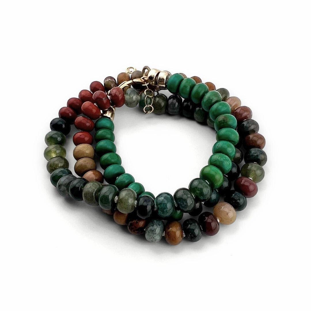 Fall Leaves - Knotted Silk Gemstone Bead Necklace