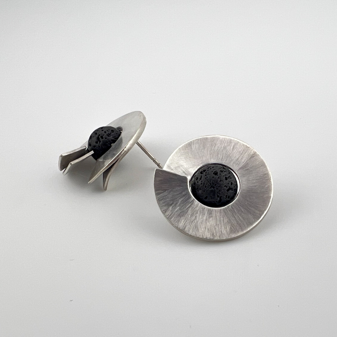Lava Round Statement Stud Earrings