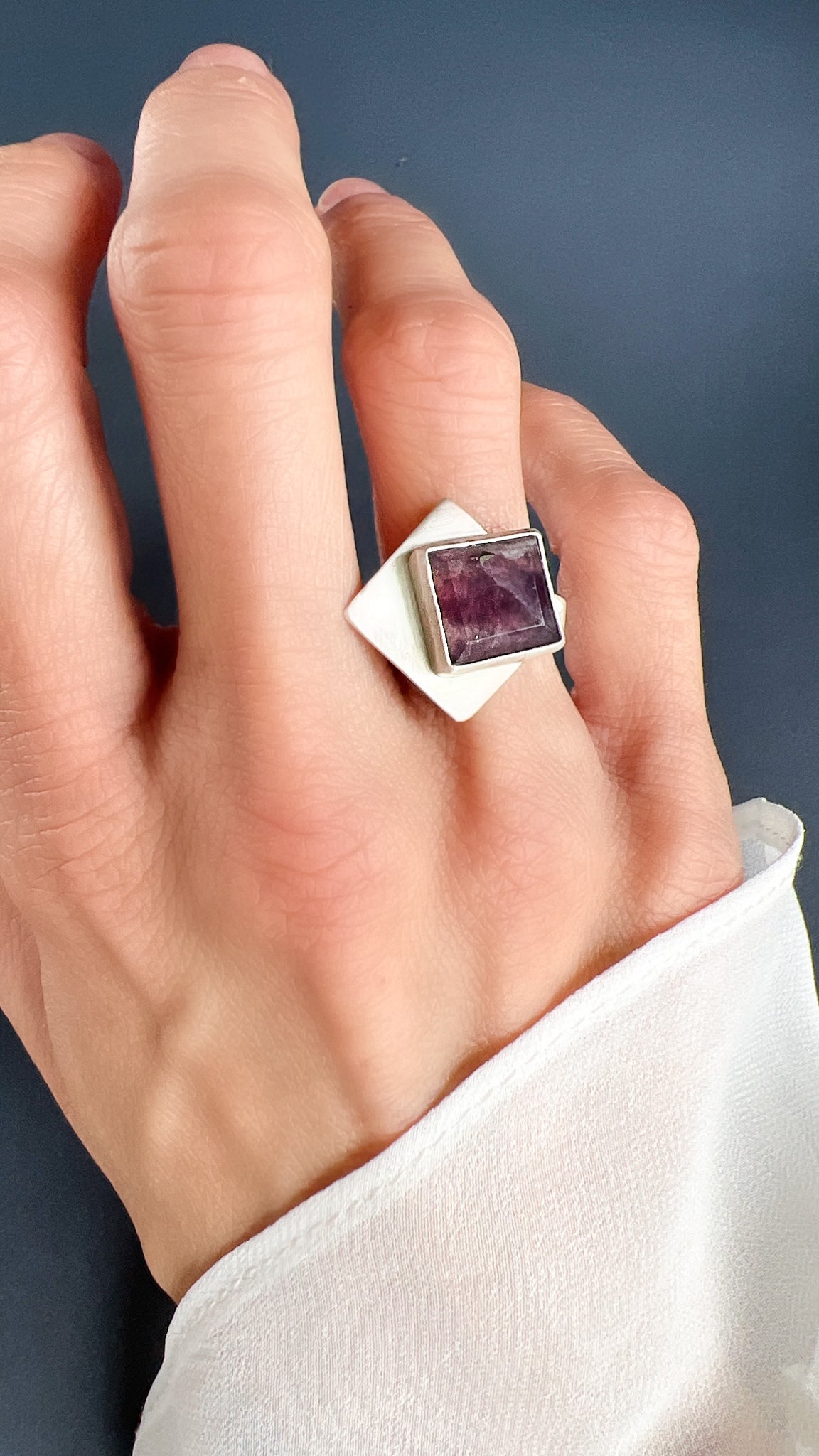 Squared Amethyst Ring